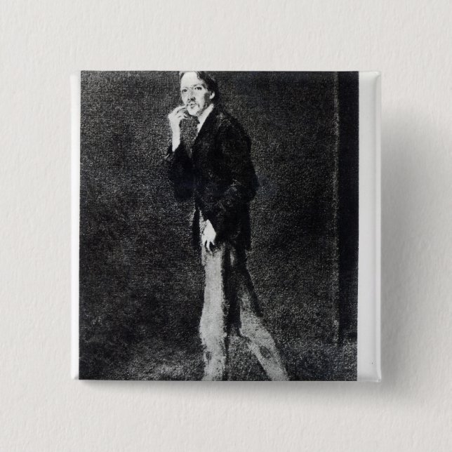 Badge Carré 5 Cm Robert Louis Stevenson (Devant)