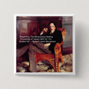 Badge Carré 5 Cm Robert Louis Stevenson & Quota CBD is Golden Oil