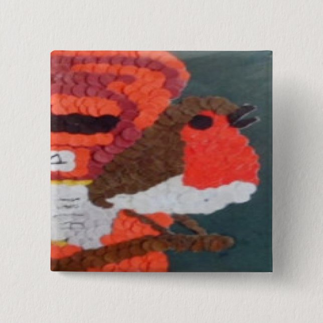 Badge Carré 5 Cm Robin (Devant)