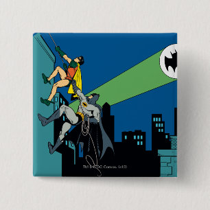 Badge Carré 5 Cm Robin Et Batman Grimpent