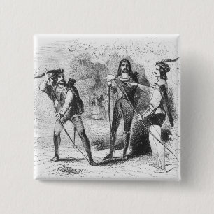 Badge Carré 5 Cm Robin Hood, écarlate et John