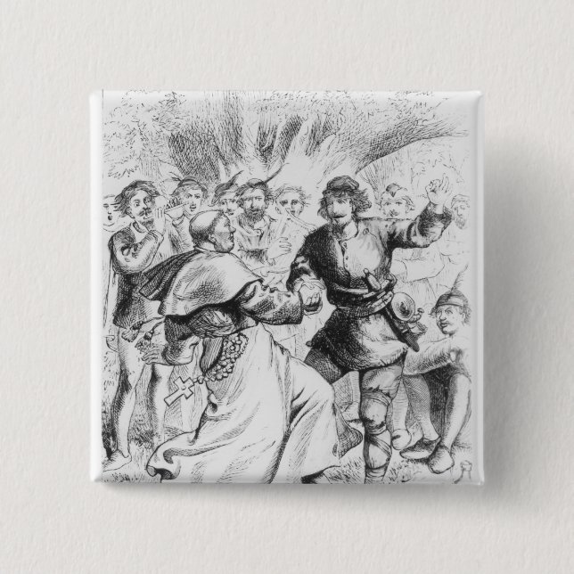 Badge Carré 5 Cm Robin Hood et l'évêque (Devant)