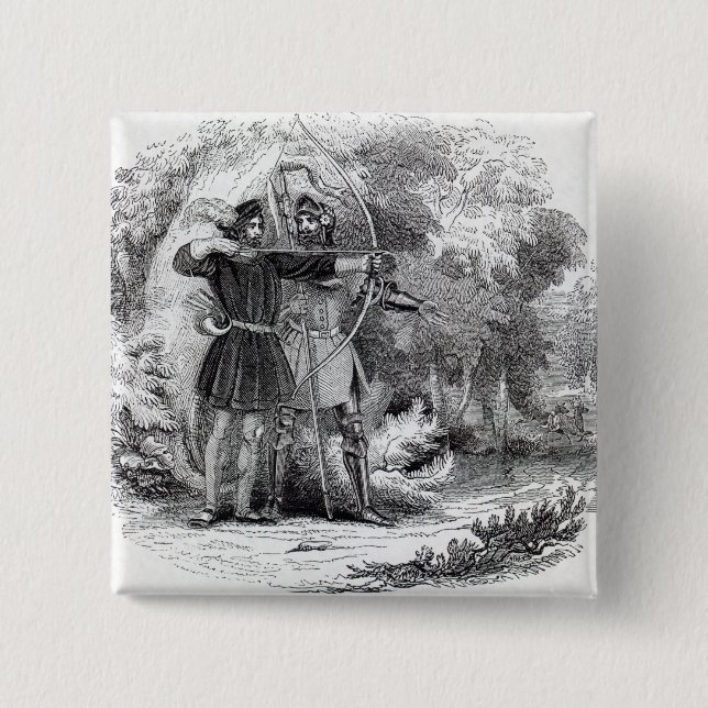 Badge Carré 5 Cm Robin Hood et petit John (Devant)