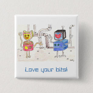 Badge Carré 5 Cm Robot d'amour