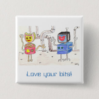 Badge Carré 5 Cm Robot d'amour
