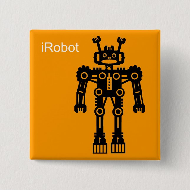 Badge Carré 5 Cm Robot Mk I (iRobot) - orange (Devant)