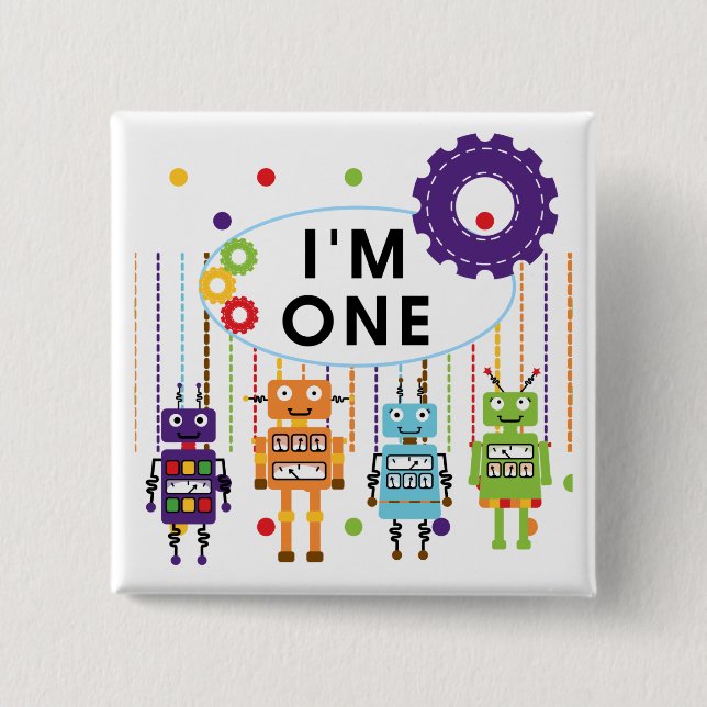 Badge Carré 5 Cm Robot Tshirts et cadeaux d'anniversaire (Devant)