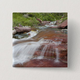 Badge Carré 5 Cm Rocher rouge dans Baring Creek dans Glacier Nation