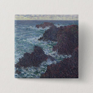 Badge Carré 5 Cm Roches de Claude Monet au Belle-Ile, la côte