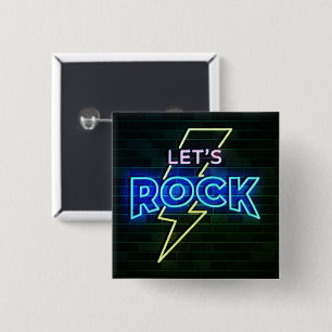 Badge Carré 5 Cm Rock Lightning Bolt 2
