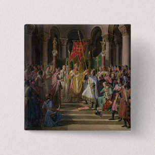 Badge Carré 5 Cm Roi de Philip Augustus de la France prenant