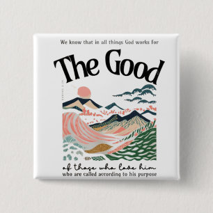 Badge Carré 5 Cm Romains 8:28 Oeuvre