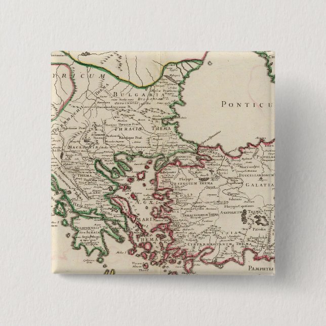 Badge Carré 5 Cm Rome, Grèce, Turquie 3 (Devant)