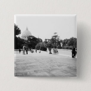 Badge Carré 5 Cm Rome Italie, Les jardins du Vatican