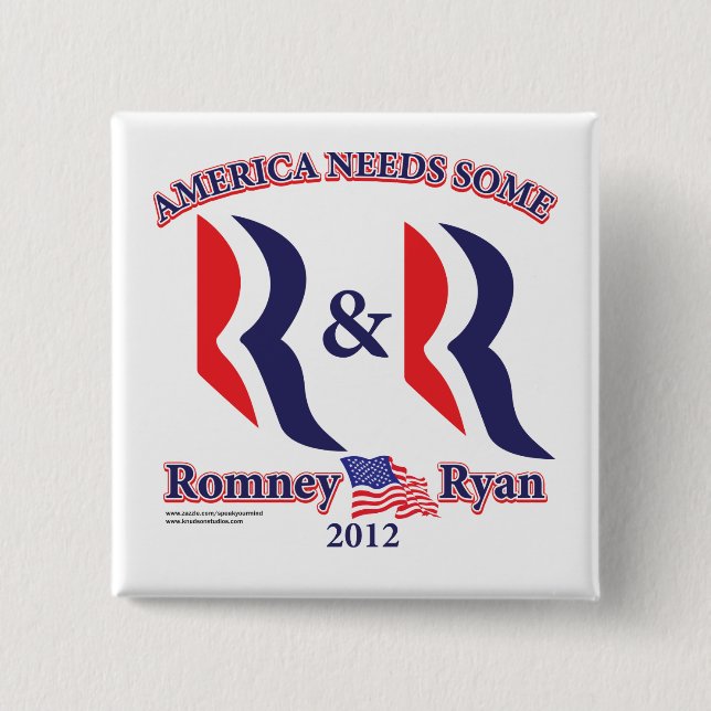 Badge Carré 5 Cm Romney et Ryan (Devant)