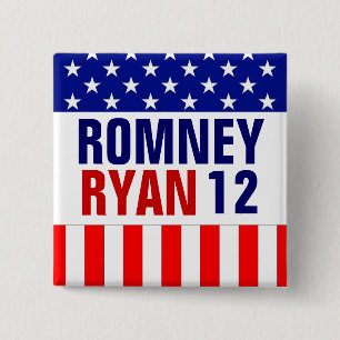 Badge Carré 5 Cm Romney Ryan 2012