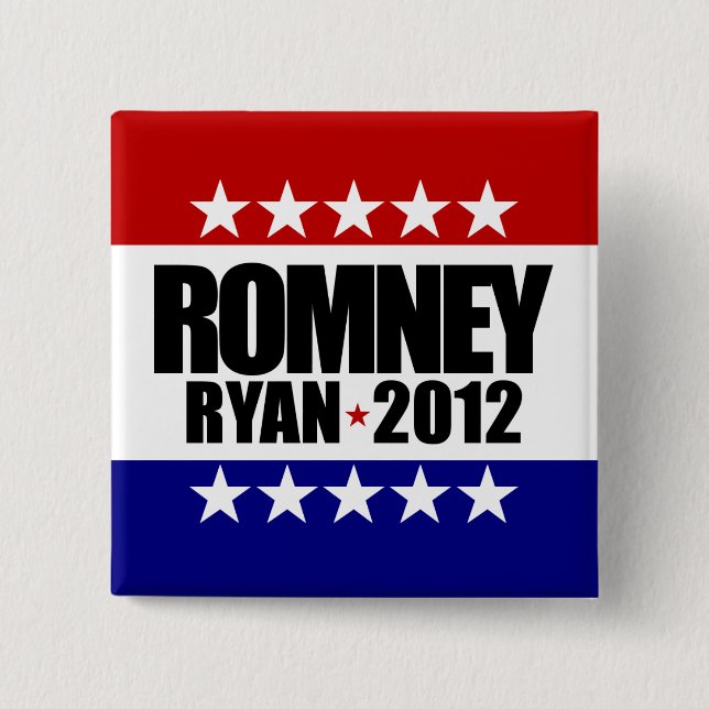 Badge Carré 5 Cm Romney Ryan 2012 (Devant)