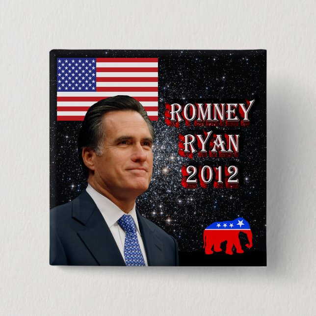 Badge Carré 5 Cm Romney-Ryan 2012 (Devant)