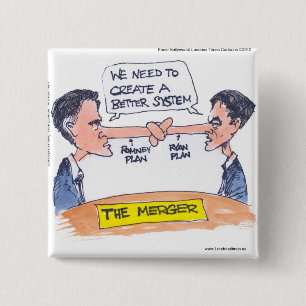 Badge Carré 5 Cm Romney Ryan Pinocchio Fusionner Drôle Cadeaux Et T