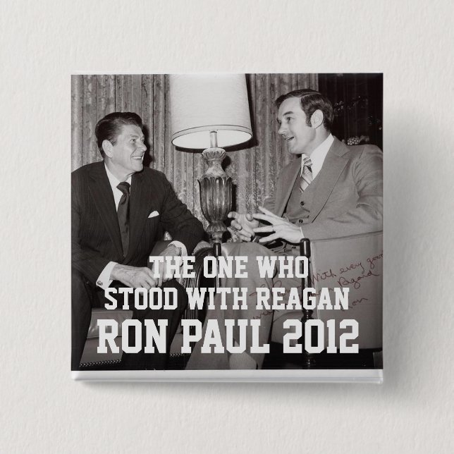 BADGE CARRÉ 5 CM RON PAUL 2012 (Devant)