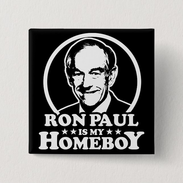 Badge Carré 5 Cm Ron Paul est mon Homeboy (Devant)