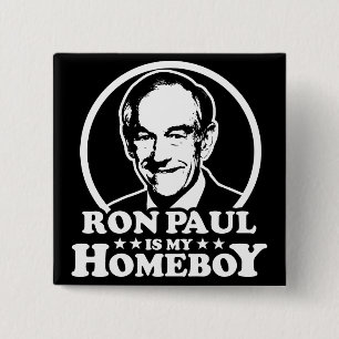 Badge Carré 5 Cm Ron Paul est mon Homeboy