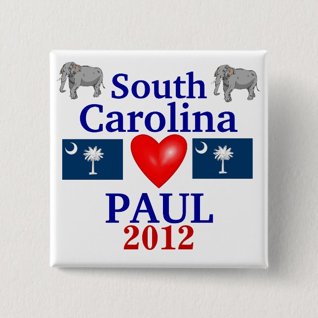 Badge Carré 5 Cm Ron Paul la Caroline du Sud 2012 (Devant)