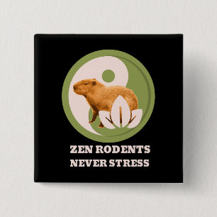 Badge Carré 5 Cm Rongeurs Zen N'Ont Jamais De Stress Humour Capybar