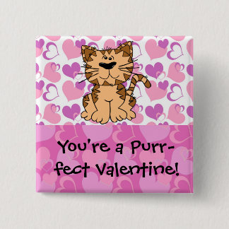 Badge Carré 5 Cm Ronronnement-fect Valentine