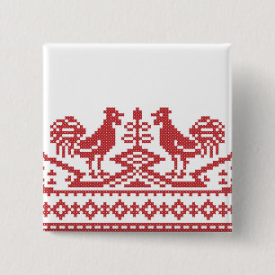 Badge Carré 5 Cm Rooster cross-stitch