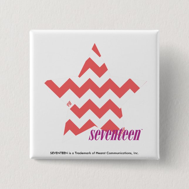 Badge Carré 5 Cm Rose 4 de zigzag (Devant)