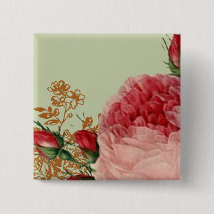 Badge Carré 5 Cm Rose Blenheim - Élégant Sage Green