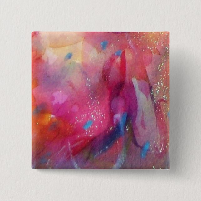 BADGE CARRÉ 5 CM ROSE BLEU ABSTRAIT (Devant)