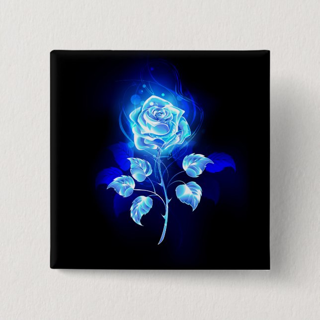 Badge Carré 5 Cm Rose bleu brûlant (Devant)