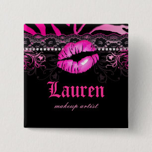 Badge Carré 5 Cm Rose de maquilleur de zèbre de diamants de la