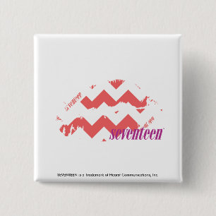 Badge Carré 5 Cm Rose de zigzag