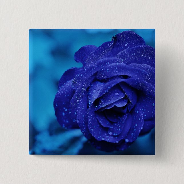 Badge Carré 5 Cm Rose Dewdrop bleu (Devant)