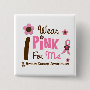 Badge Carré 5 Cm Rose d'usage du cancer du sein I pour moi 12