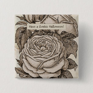 Badge Carré 5 Cm Rose gothique victorien d'Halloween vintage à Sepi