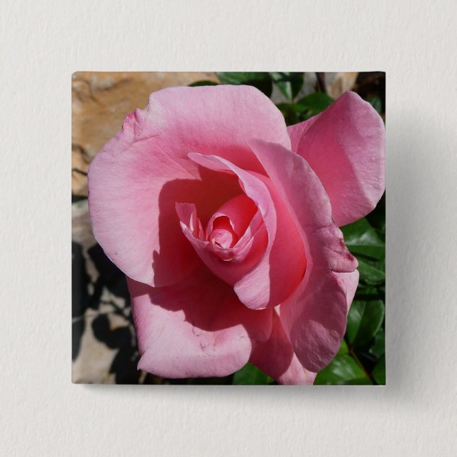 Badge Carré 5 Cm Rose III Jardin Floral (Devant)