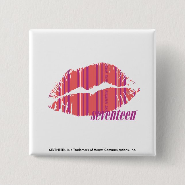 Badge Carré 5 Cm Rose mince de rayures (Devant)