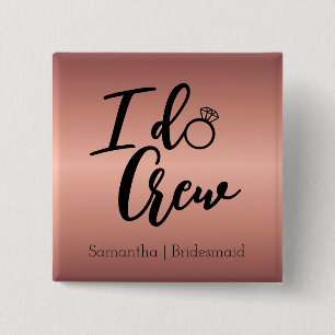 Badge Carré 5 Cm Rose moderne Gold I Do Crew Bachelorette