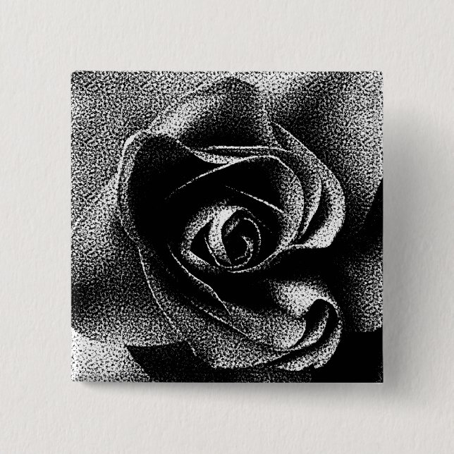 BADGE CARRÉ 5 CM ROSE NOIR (Devant)