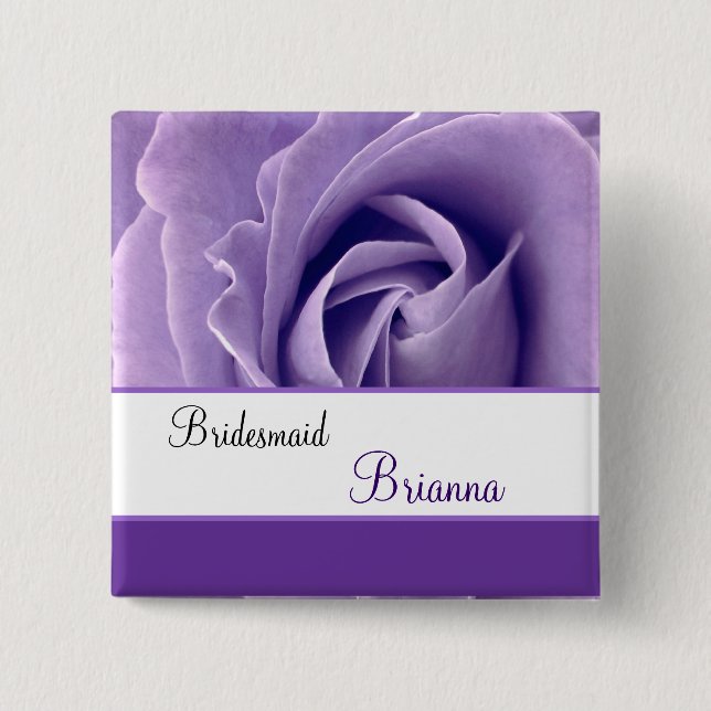 Badge Carré 5 Cm Rose nommé fait sur commande de pourpre de lavande (Devant)