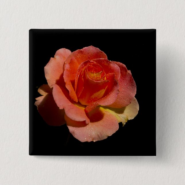 Badge Carré 5 Cm Rose orange 2 (Devant)