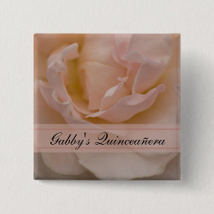 Badge Carré 5 Cm Rose rose pâle Floral Quinceañera