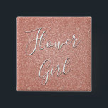 Badge Carré 5 Cm Rose Rose Parties scintillant Or & Fleur Étincelle<br><div class="desc">Flower Girl Wedding Party Faux Sparkle et Parties scintillant Rose Gold Blush Pink Papier Buttons sont parfaits pour un Mariage ou une Fête des mariées Rose Gold ou Rose.</div>