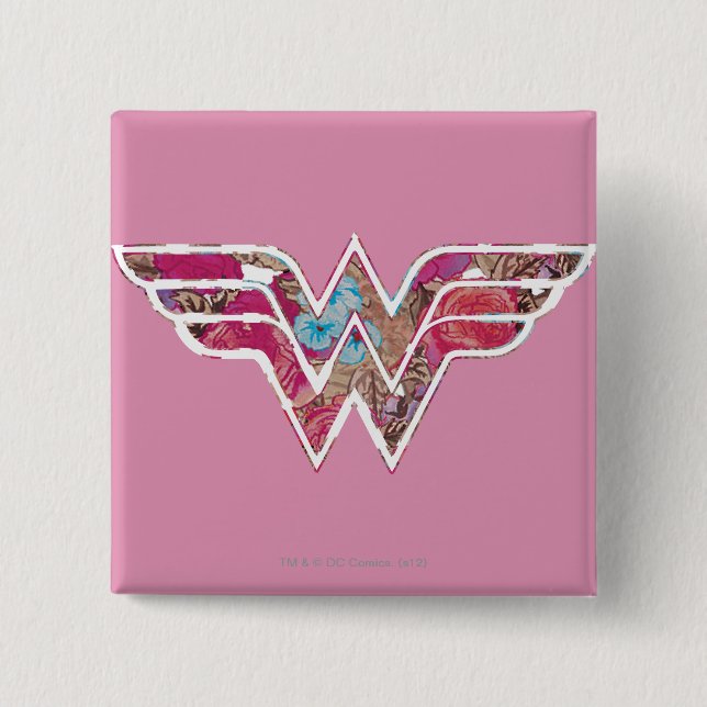 Badge Carré 5 Cm Rose rose WW (Devant)