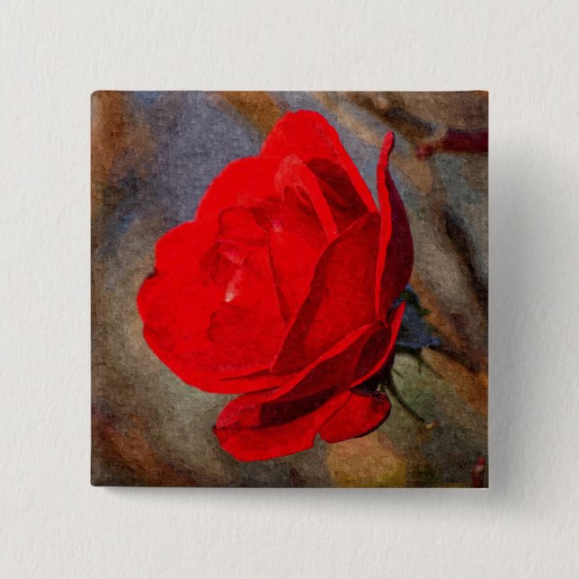 Badge Carré 5 Cm Rose rouge (Devant)