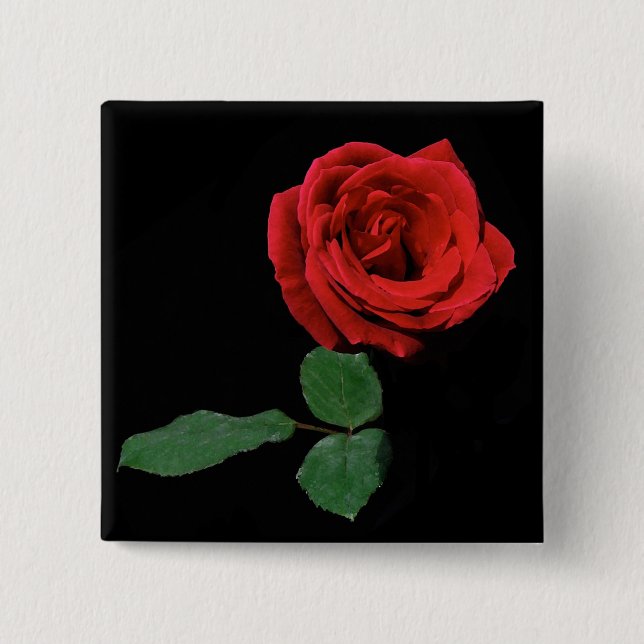 Badge Carré 5 Cm Rose rouge simple (Devant)